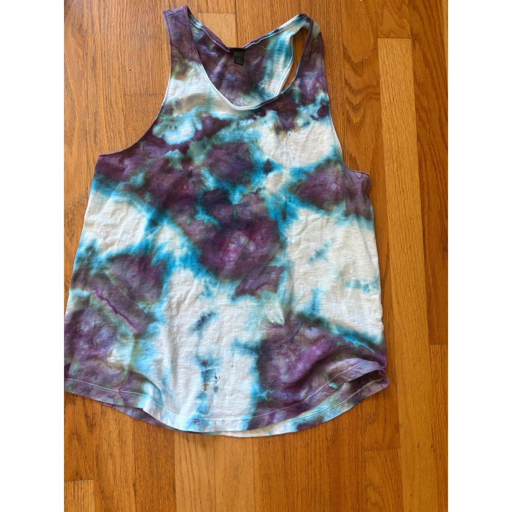 Wild Fable Ice Dye Tank Top Purple Turquoise Upcycled Racerback Medium